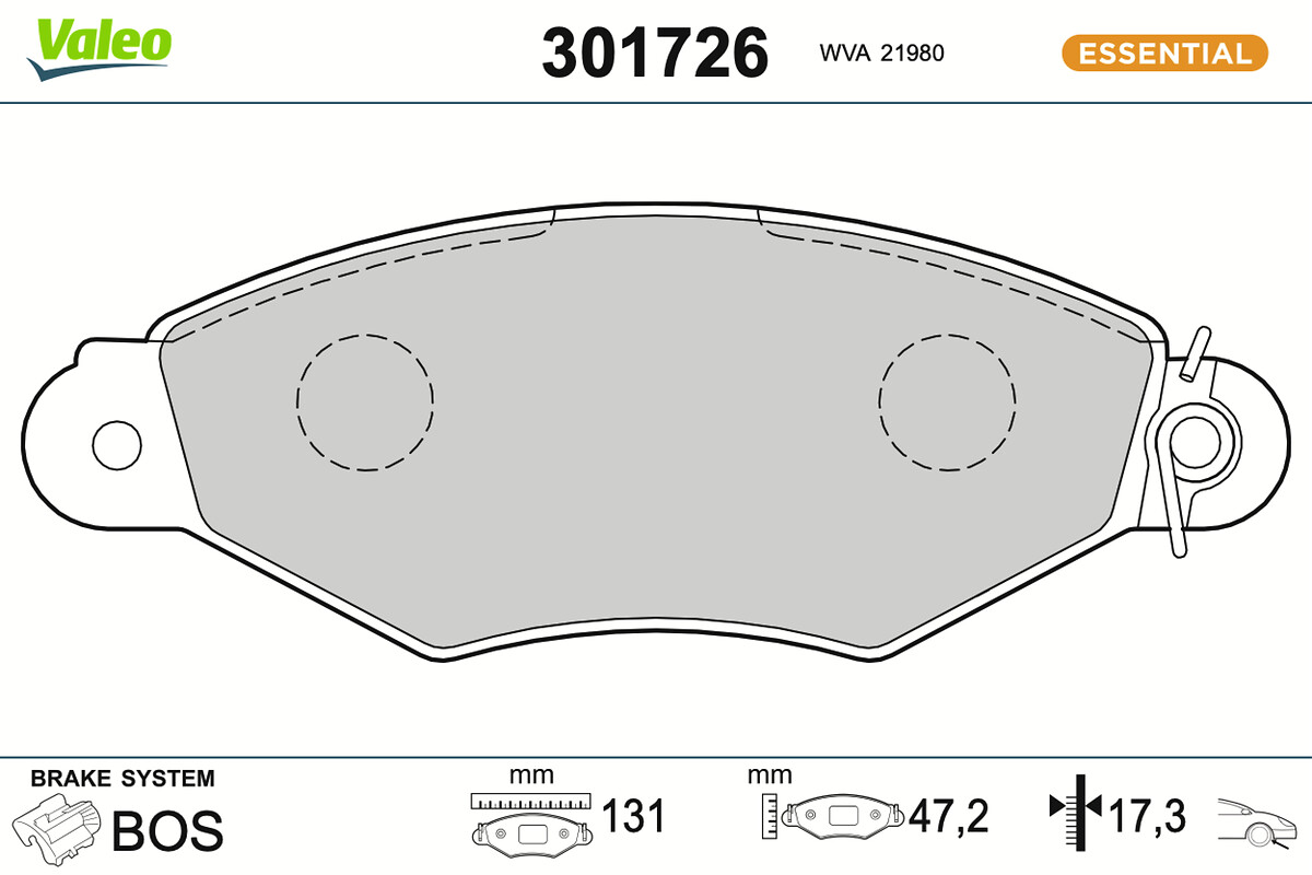 Jeu de 4 plaquettes de frein VALEO ref. 301726